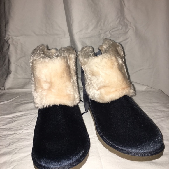 corduroy blue fleece winter boots - Picture 3 of 5